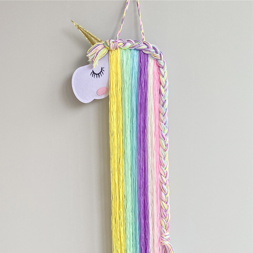 ins Nordic Style Felt Unicorn Children's Hairpin Hair Accessories Storage Belt Wall Hanging Headwear Finishing Belt Finishing Rack