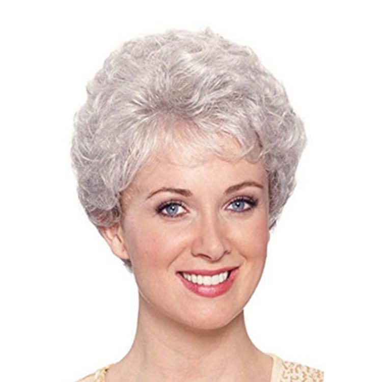 wig European wig silver gray short hair European and American middle-aged and elderly wig grandma wig in stock wholesale TEMU