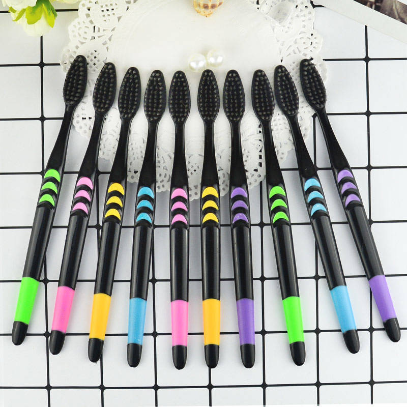 Bamboo Charcoal 10 Pack Toothbrush Fiber Soft Hair Bamboo Charcoal Toothbrush Adult Toothbrush Home Outlet Super Toothbrush Wholesale