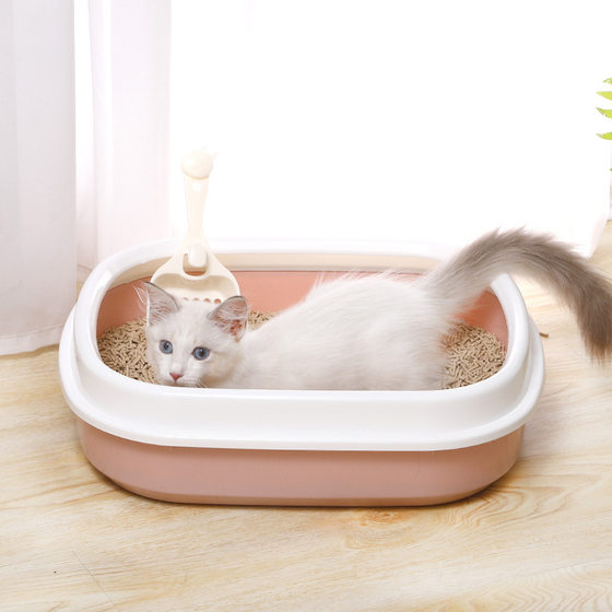 Cat litter box wholesale in stock semi-closed splash-proof Oval cat litter box high edge free cat litter shovel cat toilet free shovel