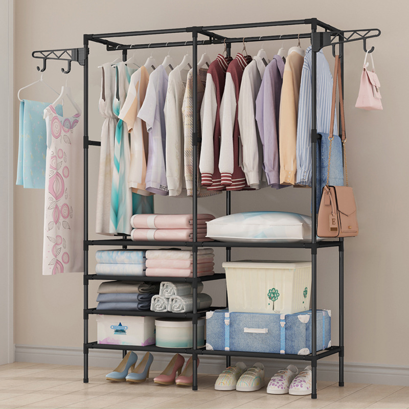 Simple Floor Coat Rack Iron Hanger Simple Fashion Bedroom Vertical Clothes Rack Hanging Bag Rack Wholesale
