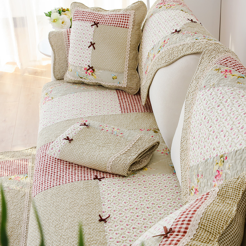 Four Seasons Universal Korean Style Real Fabric Bow Sofa Cushion with Wave Edge Simple Non-Slip Combination Sofa Cushion