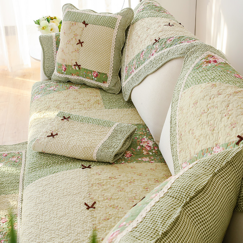 Four Seasons Universal Korean Style Real Fabric Bow Sofa Cushion with Wave Edge Simple Non-Slip Combination Sofa Cushion