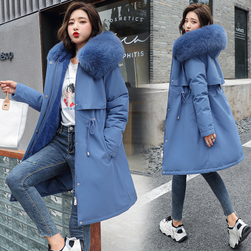 2021 Winter new mid-length Pike clothing cotton-padded jacket women's Korean version of Lamb hair Neicun down cotton-padded jacket women's cotton-padded jacket batch