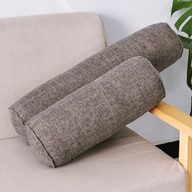 Factory wholesale imitation cotton and linen cylindrical pillow thickened imitation linen cervical pillow leg pillow car waist pillow wholesale