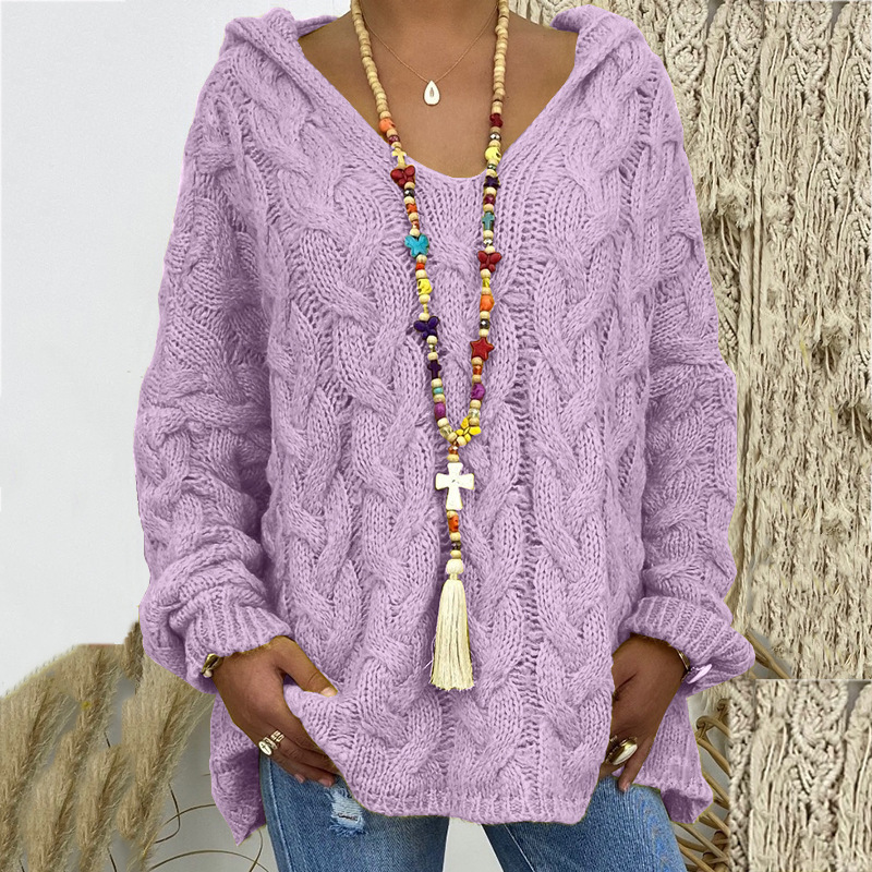 2023 autumn and winter New sweater solid color twist knitted hoodie Europe and the United States cross-border for Amazon independent station explosions