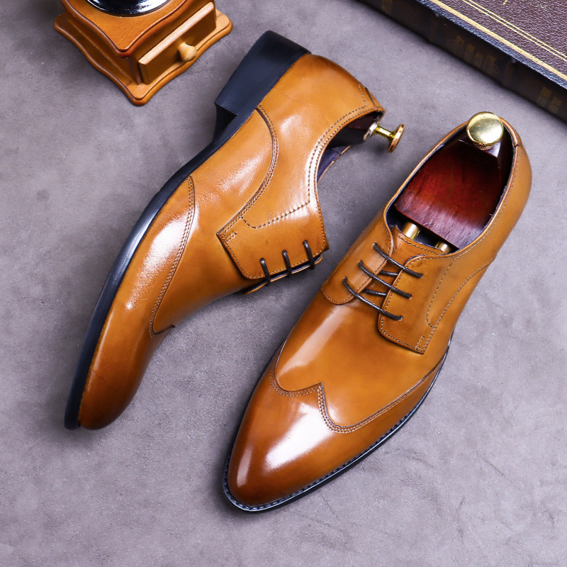 Men's Leather Shoes Business Casual Guangzhou Men's Shoes Three Joint Amazon Leather Shoes Men's Large Size Shoes TikTok Quick Hand