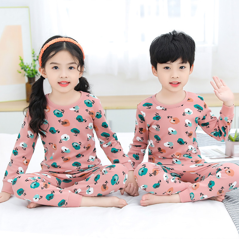 Children's Autumn Clothes and Pants Set Boys and Girls Pure Cotton Base Thermal Underwear Boys and Babies Children's Pure Cotton Pajamas