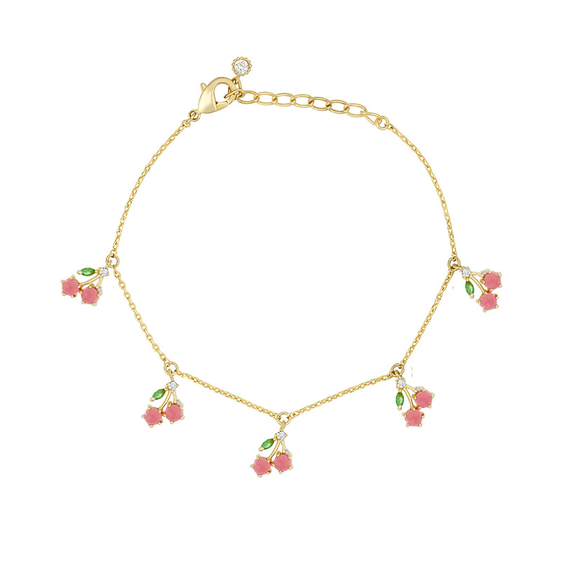Europe and the United States cross-border jewelry INS hot colored gem Cherry peach tropical fruit anklet anklet women Wholesale