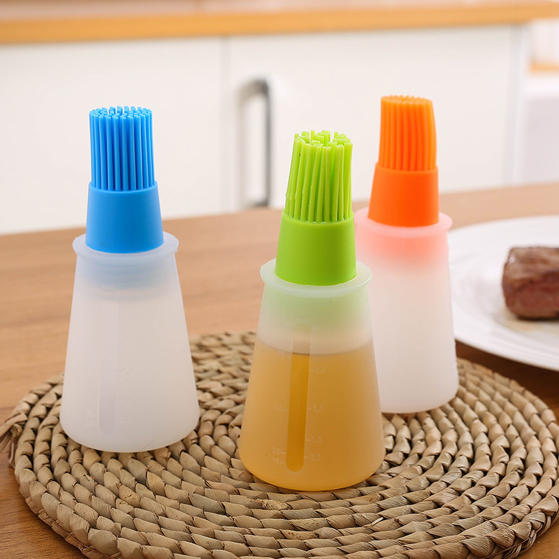 Zibo Barbecue Silicone Oil Brush Outdoor Camping Barbecue Brush with Scale Oil Pot Integrated Silicone Barbecue Brush Bottle