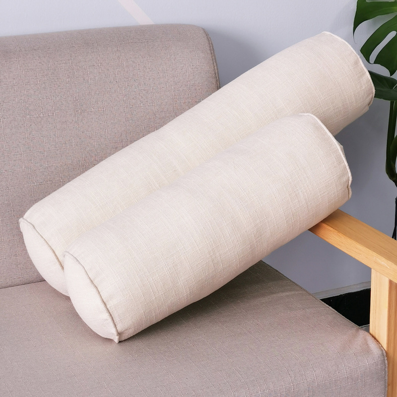 Factory wholesale imitation cotton and linen cylindrical pillow thickened imitation linen cervical pillow leg pillow car waist pillow wholesale