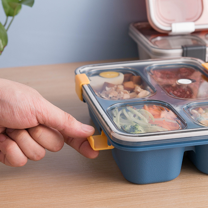 分隔型饭盒带盖上班族便当盒塑料可微波炉加热学生分格餐盒带餐具