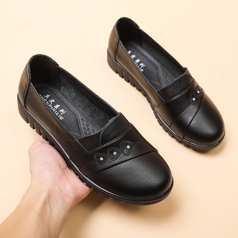[First layer of cowhide] new mother Shoes shoes leather work shoes women's middle-aged and elderly flat non-slip shoes women's large size