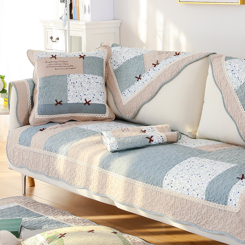 Four Seasons Universal Korean Style Real Fabric Bow Sofa Cushion with Wave Edge Simple Non-Slip Combination Sofa Cushion