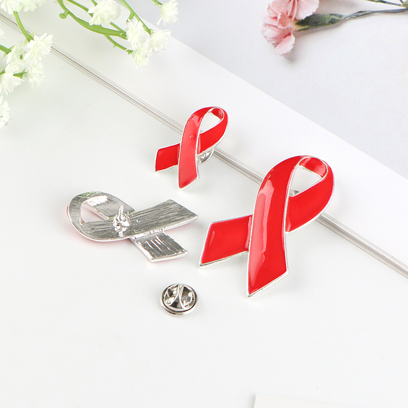 AIDS disease publicity brooch red ribbon metal badge spot anti-AIDS activities red ribbon invoicable manufacturers