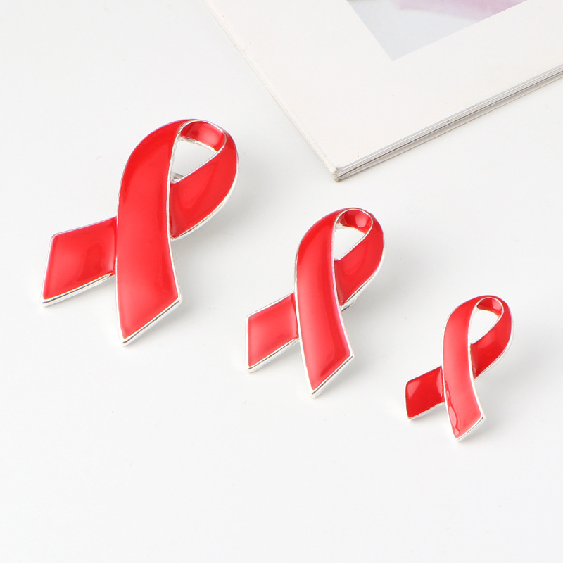AIDS disease publicity brooch red ribbon metal badge spot anti-AIDS activities red ribbon invoicable manufacturers