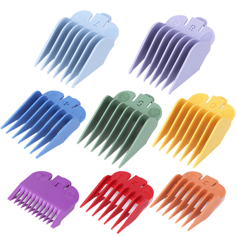 Factory Walr 8-piece set of limit comb electric clipper head accessories positioning comb oil comb color gradient caliper