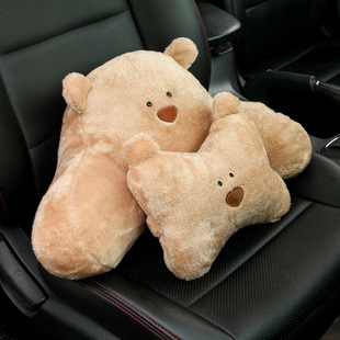 Car headrest car neck pillow female creative cartoon cute plush pillow car seat bear waist pillow