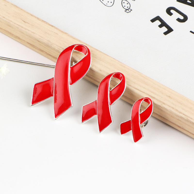 AIDS disease publicity brooch red ribbon metal badge spot anti-AIDS activities red ribbon invoicable manufacturers