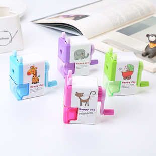 Cartoon pencil sharpener hand pencil sharpener boxed creative labor-saving single hole pencil sharpener student stationery wholesale