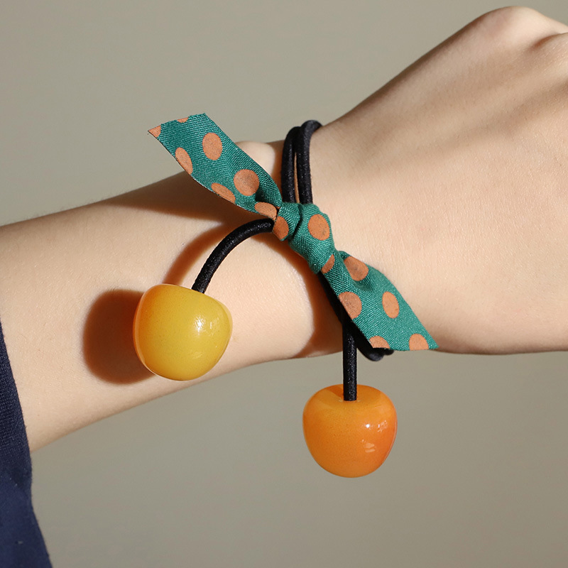 Spring and Summer new hair band South Korea Dongdaemun headband female jelly Cherry cherries hair accessories polka dot ribbon rubber band