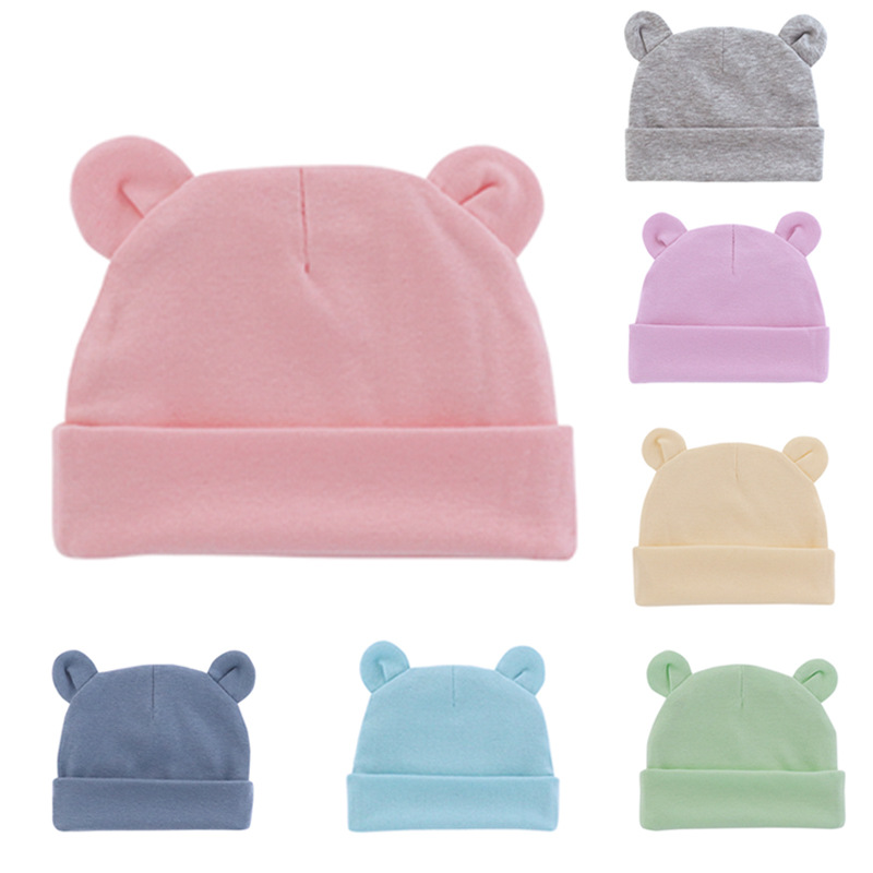 Autumn and winter New Baby fetal cap children's pullover cap newborn ears small hat baby Mickey cap 0-1 years old A54