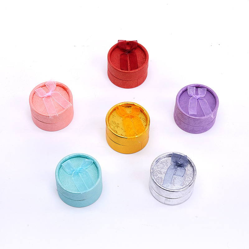 Butterfly knot six-color small round ring box earrings earring accessories storage box jewelry box jewelry storage box