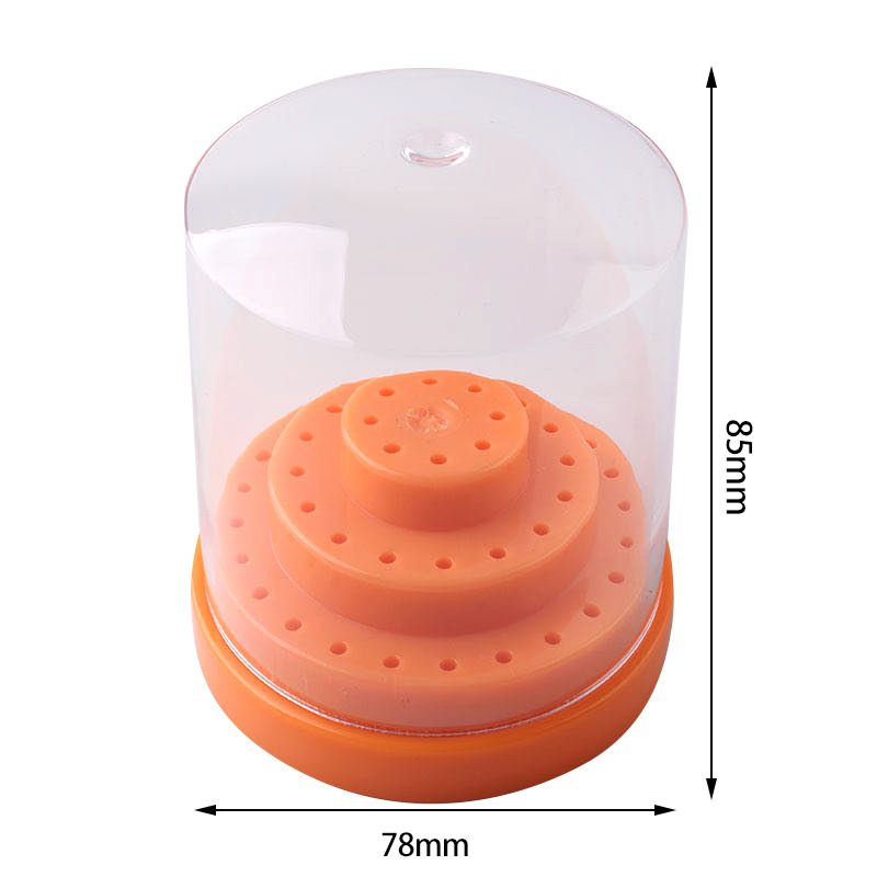 48 hole car pin box nail art round box transparent storage box grinding head Jack display rack dental material