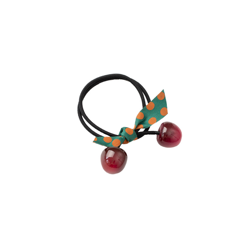 Spring and Summer new hair band South Korea Dongdaemun headband female jelly Cherry cherries hair accessories polka dot ribbon rubber band