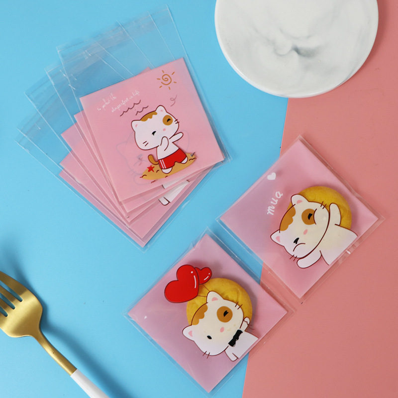 Cartoon self-adhesive bag baking packaging self-sealing bag cookie biscuit bag snack bag candy bag opp jewelry bag self-selling