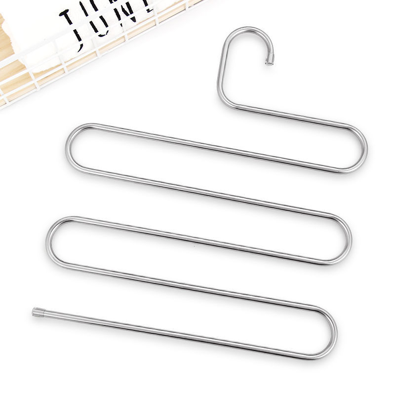Stainless steel multifunctional S-shaped storage pants rack magic multi-layer hanger non-slip pants hanging seamless pants clip manufacturers wholesale