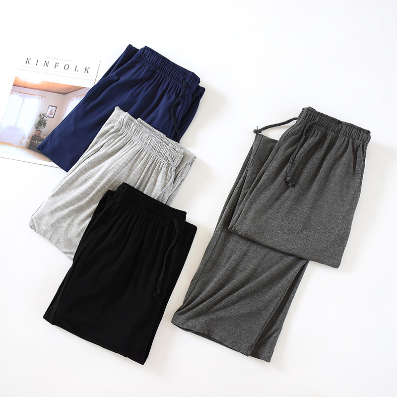 Spring Summer Autumn Men's Pajama Pants Modal Home Pants Trousers Thin Extra Large Size Loose Elastic Home Pants