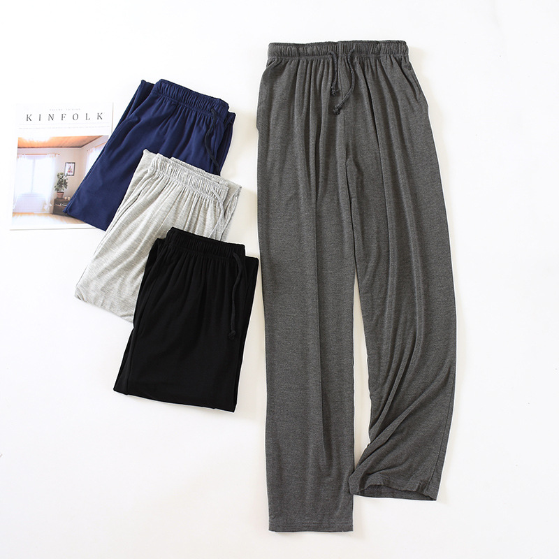 Spring Summer Autumn Men's Pajama Pants Modal Home Pants Trousers Thin Extra Large Size Loose Elastic Home Pants