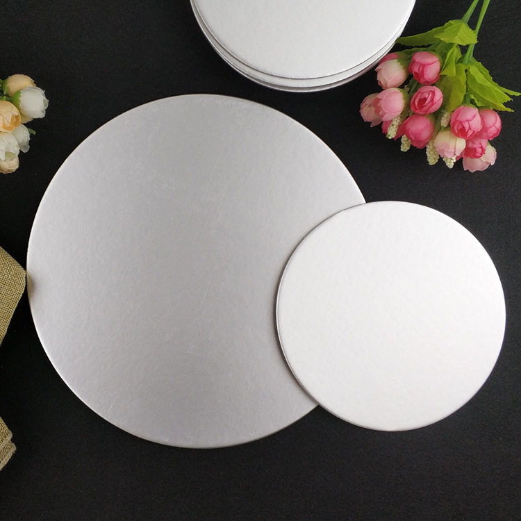 Baking cake pad paper silver birthday cake pad pure Round 8 inch silver card 1.7mm thick mousse cake base