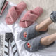Amazon Explosions Cross Plush Slippers Autumn and Winter New Indoor Warm Cotton Slippers Thickened Leaky Toe Mao Mao Slippers