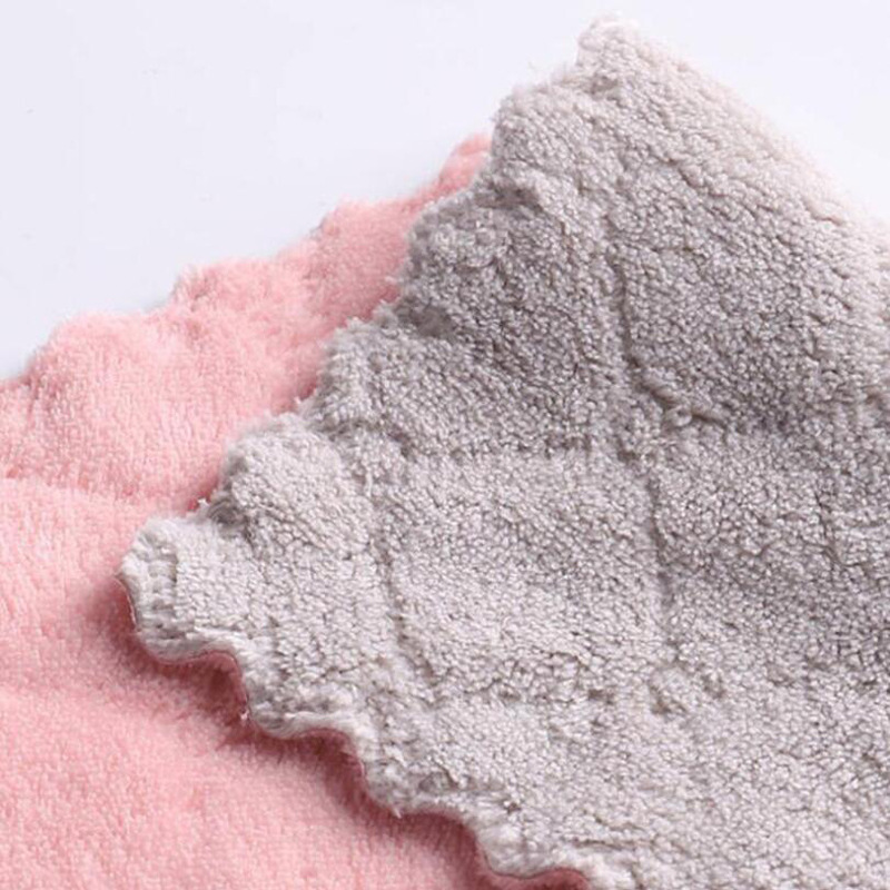 Dish Cloth Towel Household Dish Cloth Absorbent No Hair Drop Household Cleaning Kitchen Supplies Sticky Oil Wipe Table Oil-removing Small Towel