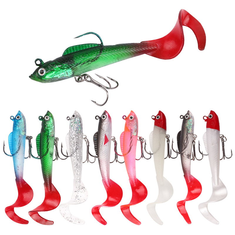 Factory wholesale new lead fish lure roll tail 9g lure soft bait t tail lead head fish 12g luminous bait