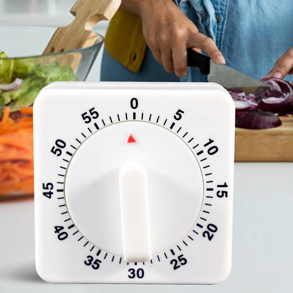 White Square timer small square swing 60 minutes kitchen timer reminder mechanical countdown timer