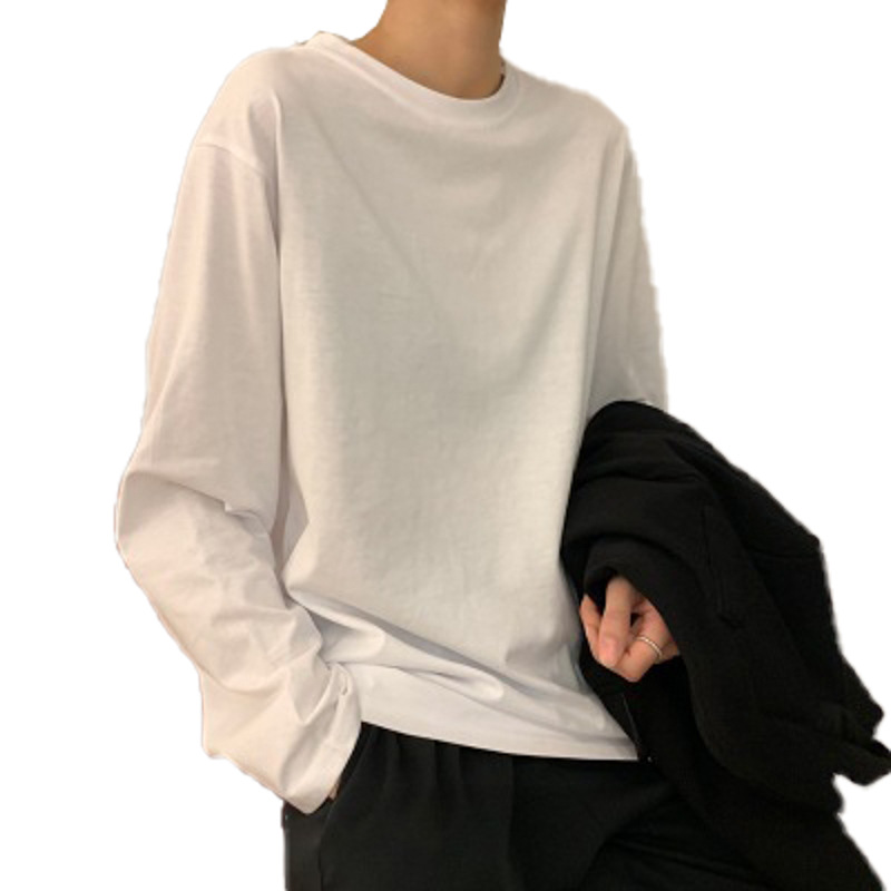 White Base Shirt Women's Autumn 2023 New Korean Style Women's Clothing Styky Interior Solid Color Student Long-sleeved T-shirt Women's Trendy