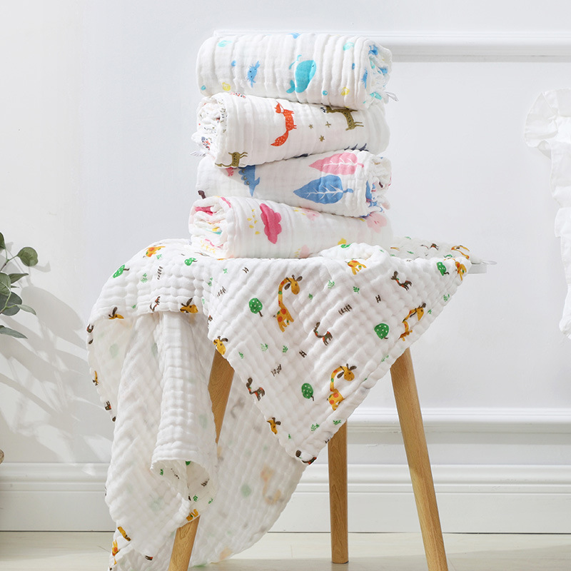 Baby's Pure Cotton Bath Towel Pumi Printed Children's Towel Soft Blanket Gauze Thickened Bath Bag Baby Products