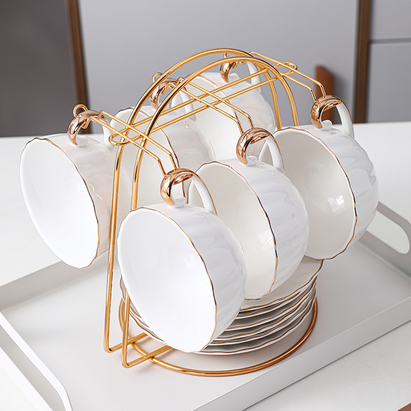 Amazon Golden Coffee Cup Hanger Iron Cup Holder 4 Cup 6 Cup Base Electroplated Coffee Cup Shelf Sample Production