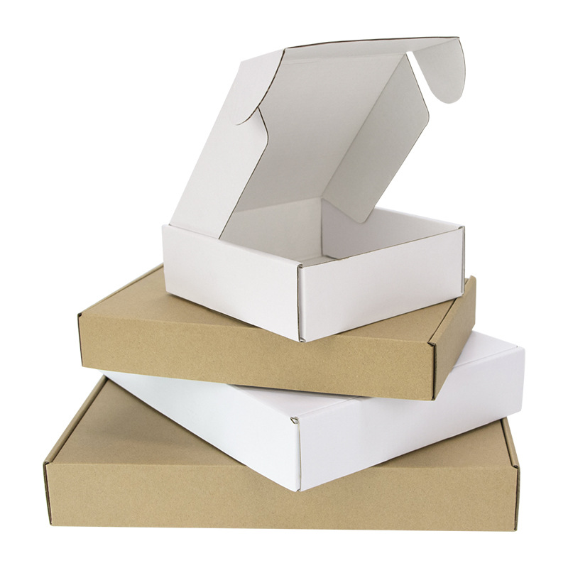 Spot Kraft paper flying machine box white clothing accessories E corrugated paper packaging box universal folding carton
