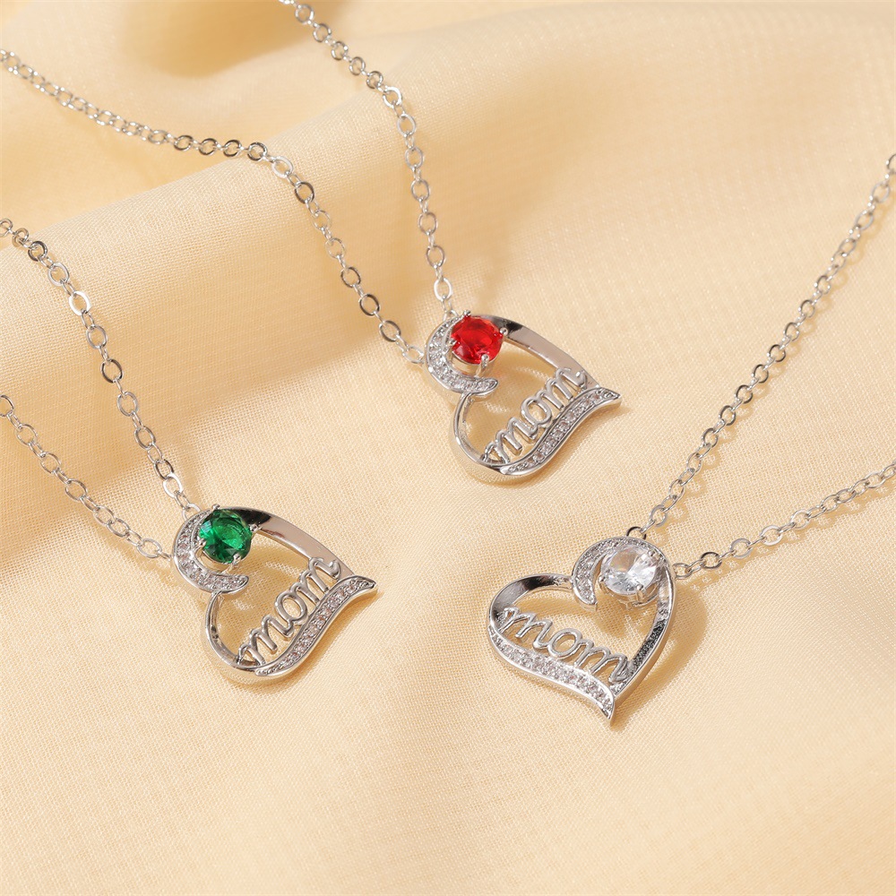 Cross-border Hot Love Letter Necklace Personality Temperament Heart-shaped Mom Necklace Pendant Mother's Day Gift