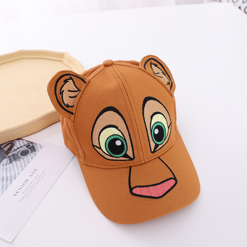 Children's hat wholesale spring and autumn new sun hat three-dimensional cartoon cap embroidered lion shape baseball cap