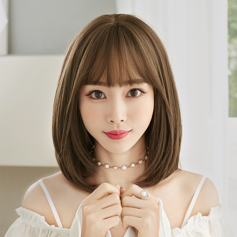 ファッショナブルな女性用ウィッグ 肩までの長さのストレートヘア エア前髪ヘアカバー 女性用ウィッグ 肩までの長さのストレート エア前髪カバー|undefined