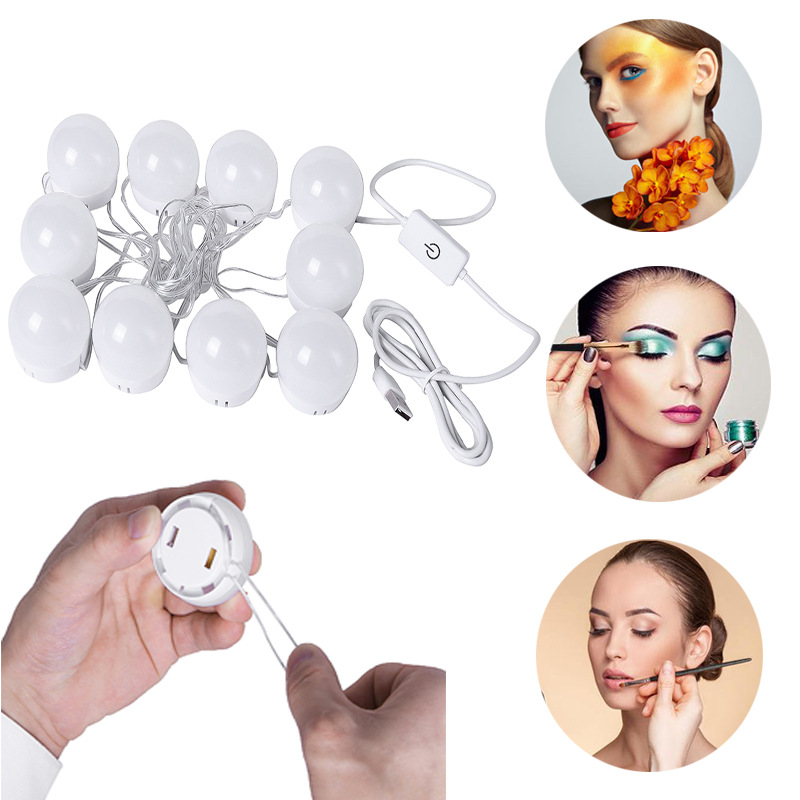 Hollywood mirror headlight makeup mirror bulb three-color dimming makeup light source manufacturers led mirror bulb