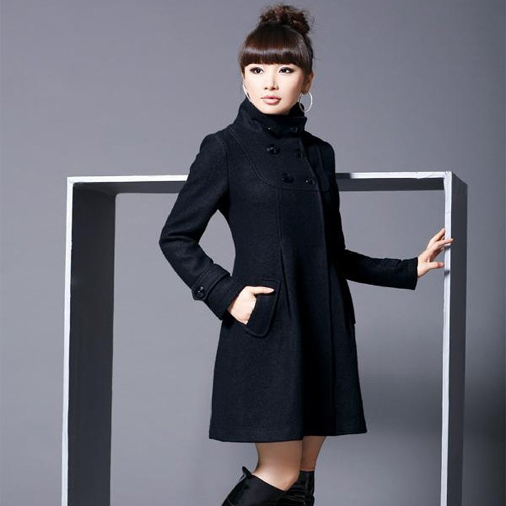 Foreign trade wholesale Women's woolen coat women's long woolen coat hooded double-breasted Cape trench coat women