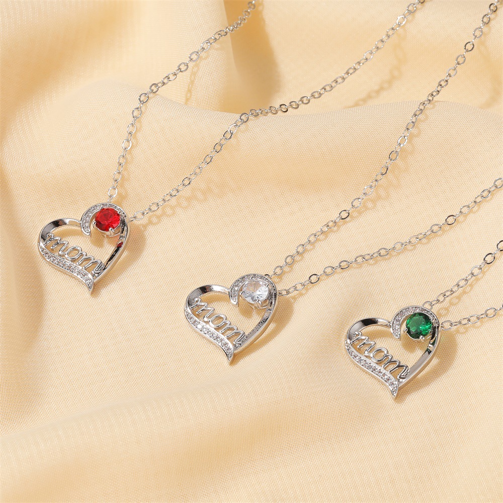 Cross-border Hot Love Letter Necklace Personality Temperament Heart-shaped Mom Necklace Pendant Mother's Day Gift