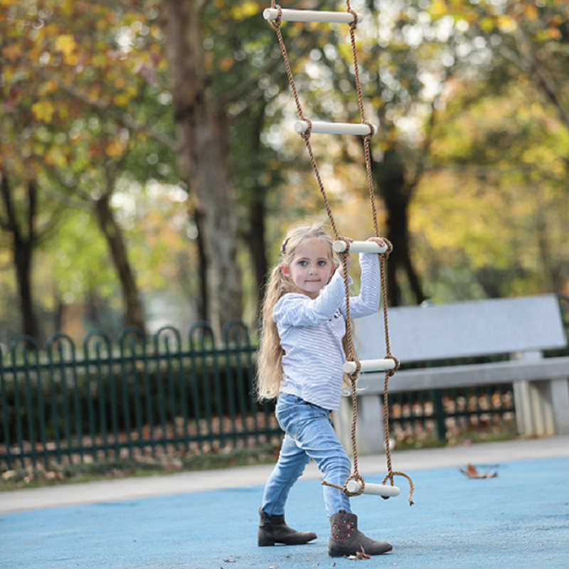 Red House Amazon children's indoor outdoor play rope ladder accessories wooden children's six-gear climbing ladder