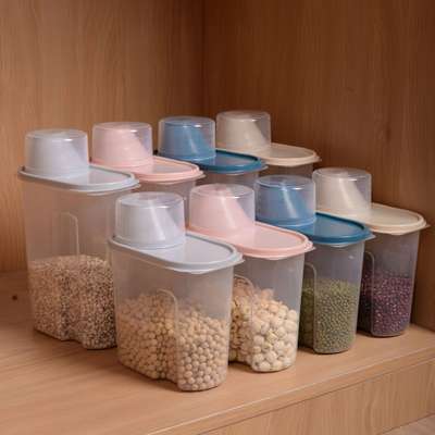 Kitchen Storage Jar Grain Storage Box Food Storage Dog Food Transparent Plastic Grain Jar Plastic Dry Goods Sealed Jar